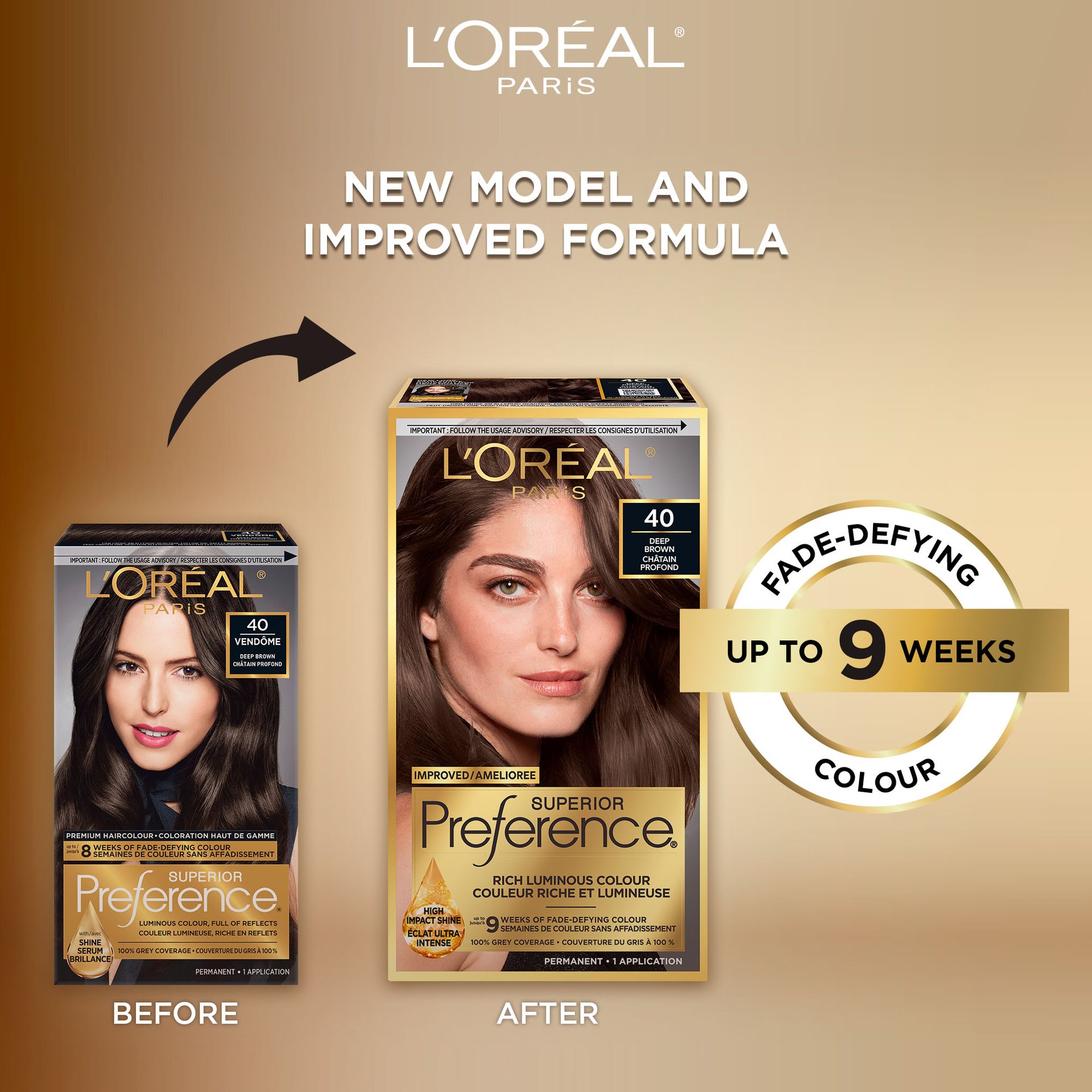 Old and new packaging of Superior Preference showcasing the new and improved formula